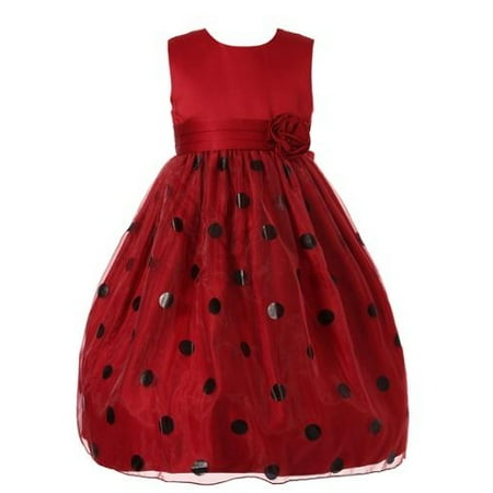 Richie House - Little Girls Red Black Polka Dot Tulle Dress 4 - Walmart.com