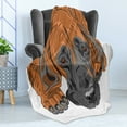 thumbnail image 4 of Dog Lover Soft Flannel Fleece Throw Blanket, Close up Cartoon Portrait of Sad Looking Big Breed Dog, Cozy Plush for Indoor and Outdoor Use, 70" x 90", Pale Cinnamon Dimgray, by Ambesonne, 4 of 5