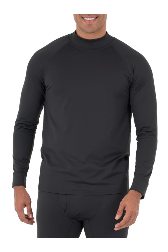 Men's & Big Men's Heavyweight Fleece Baselayer Mock Neck Long Sleeve Top, Sizes M-5XL
