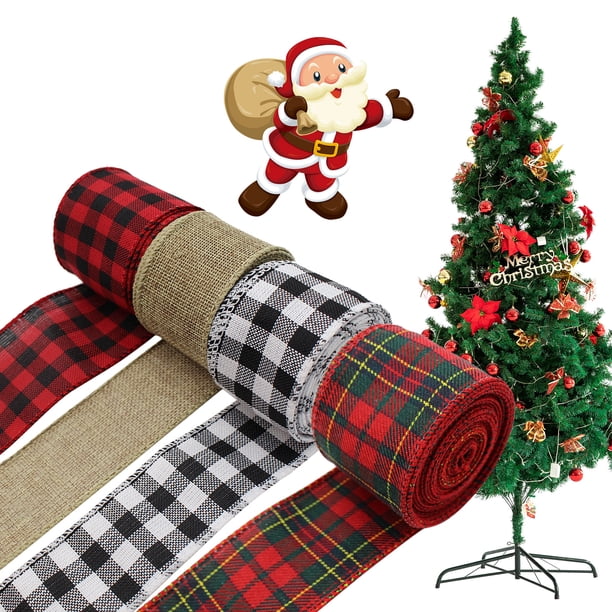 Download 4 Rolls Christmas Ribbon Burlap Plaid Ribbon 2 52 Inches Wide Christmas Wired Edge Ribbons Gingham Craft Ribbon For Diy Wrapping Craft Decor 26yards In Total Walmart Com Walmart Com 3D SVG Files Ideas | SVG, Paper Crafts, SVG File