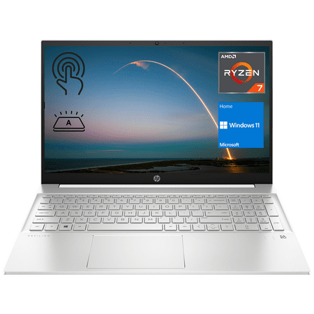 HP Pavilion 15z Laptop, 15.6" FHD Touchscreen, AMD Ryzen 7 7730U, 32GB RAM, 1TB SSD, Webcam, HDMI, Backlit KB, FP Reader, Wi-Fi 6, Windows 11 Home, White