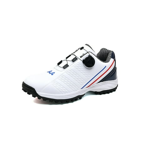 

Gomelly Men s Golf Shoes Round Toe Sneakers Spikeless Athletic Shoe Comfortable Footwears Training Sports Casual Sneaker White Blue Red 7.5