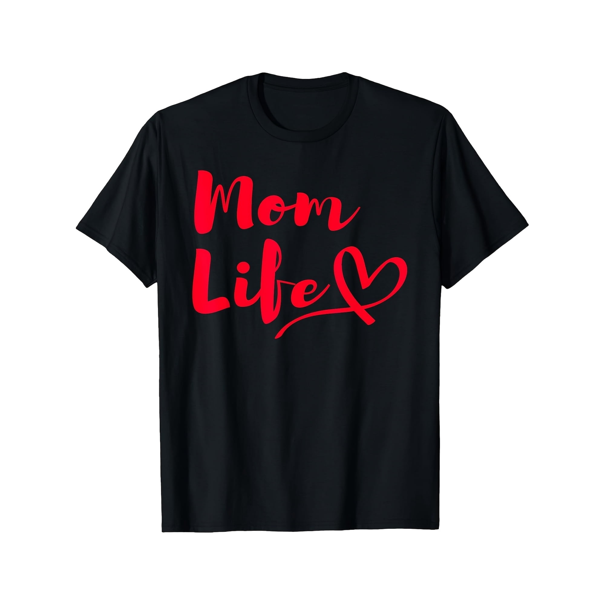 Women's Casual Red Heart Mom Life Graphic T-Shirt