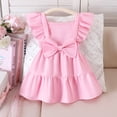 thumbnail image 6 of YDFCWXW Toddler Girl Dress Flutter Ruffle Sleeveless Square Neck Bow Summer Boho Swing Dresses 9M-3T (6-9 Months, Pink), 6 of 9