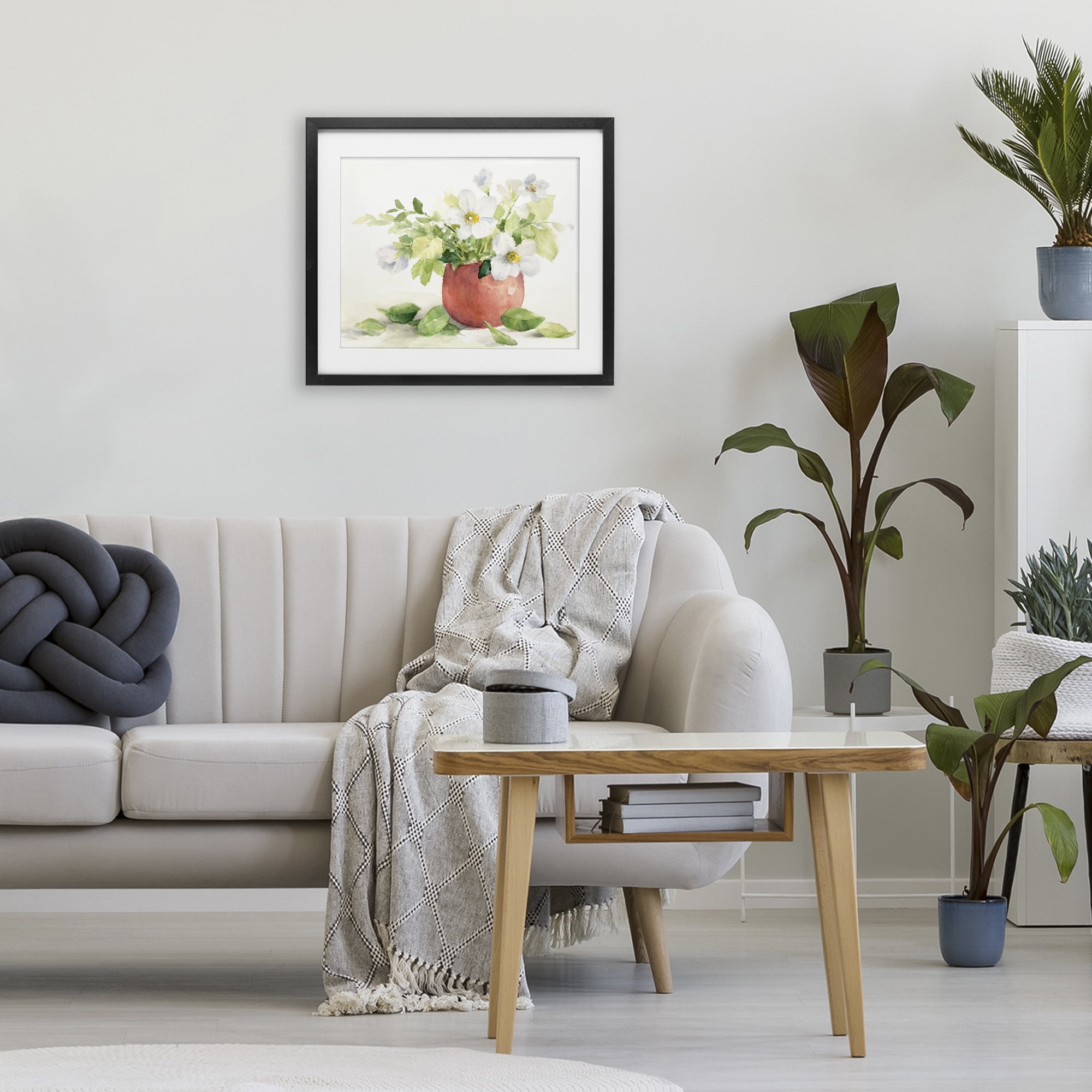 Stupell Industries White Anemones in Copper Vase Black Framed Print Under Glass, design by Lanie Loreth