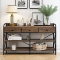 thumbnail image 2 of Zimtown Modern Console Table with Power Outlet, 55" Narrow Sofa Table Industrial Entryway Table with USB Ports, Behind Couch Table for Entryway, Hallway, Foyer, Living Room, Bedroom, Brown, 2 of 10