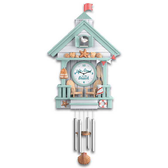 The Bradford Exchange "Life Is Good At The Beach" Wall Clock With Wave Sounds 18.5-inches