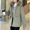 thumbnail image 3 of Hvyesh Women Winter Puffer Coats Warm Fleece Line Snow Parka Thicken Buttons Long Sleeve Sherpa Lined Puffer Coats Baggy Insulated Padded Outwear With Faux Fur Trim Hood, 3 of 4
