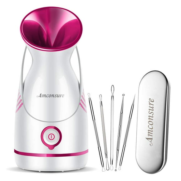 Amconsure Facial Steamer - Nano Ionic Face Steamer Warm Mist Steamer for Face Home Sauna SPA, Face Humidifier Steamer for Facial Deep Cleaning Unclogs