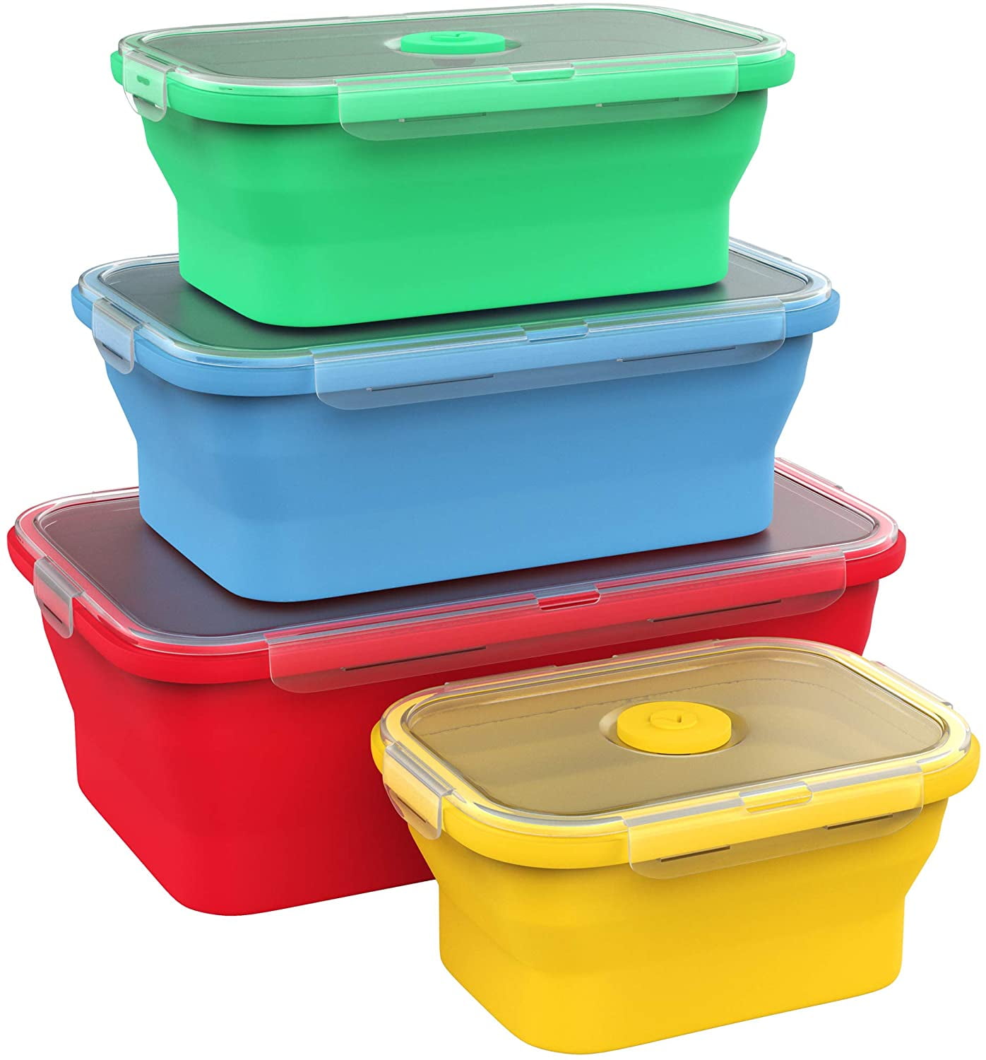 Vremi Multicolor Silicone Collapsible Airtight Food Storage Container (4 Count)