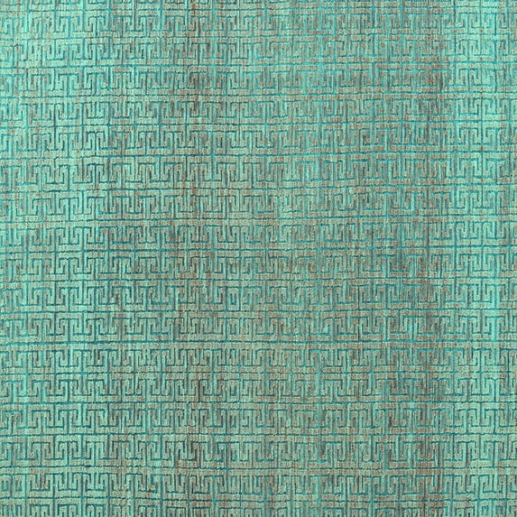 Ahgly Company Machine Washable Indoor Square Abstract Turquoise Blue Modern Area Rugs, 3' Square