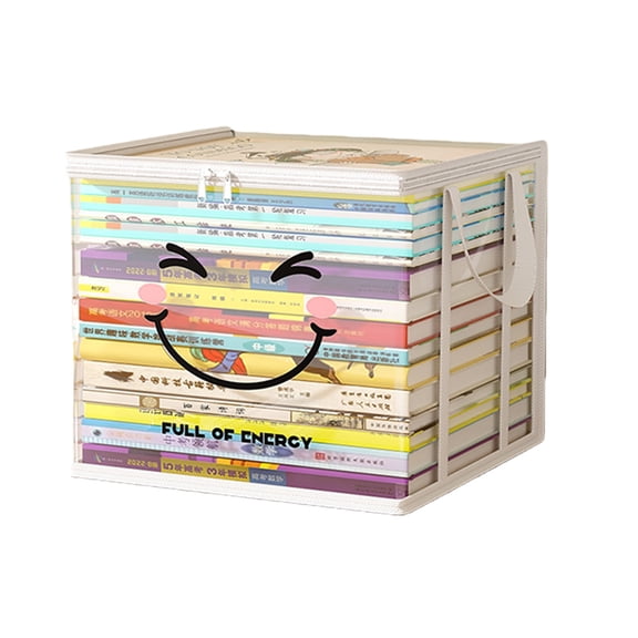 Sturdy PVC Book Storage Bin Spacious Opening Transparent Organiser with Lid