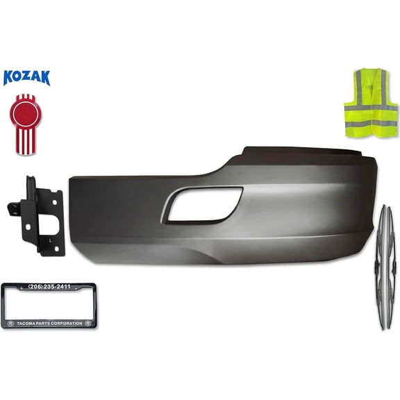 Bumper Corner Black Plastic w/o fog light hole (Left Driver Side) w/Bracket compatible with T680 2013-2021