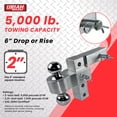 thumbnail image 2 of Uriah Products Adjustable Aluminum Hitch Mount with 2" & 2.31" Balls, Silver, 2 of 7
