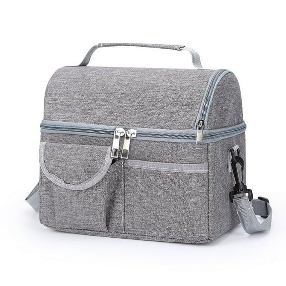 Portable Insulated Lunch Box Bag Large Double-Layer Oxford Cloth Fresh-Keeping
