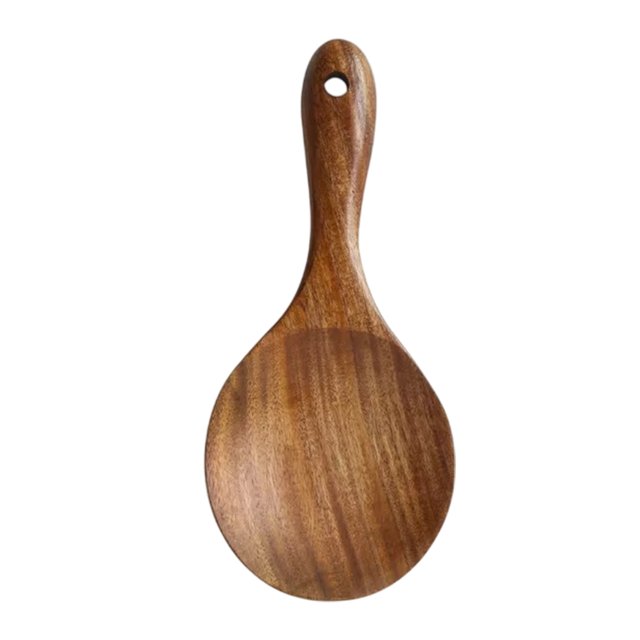 Espátula de madera maciza con barniz de teca, para cocinar, saltear, sopa, cuchara de madera, juego de espátula de madera