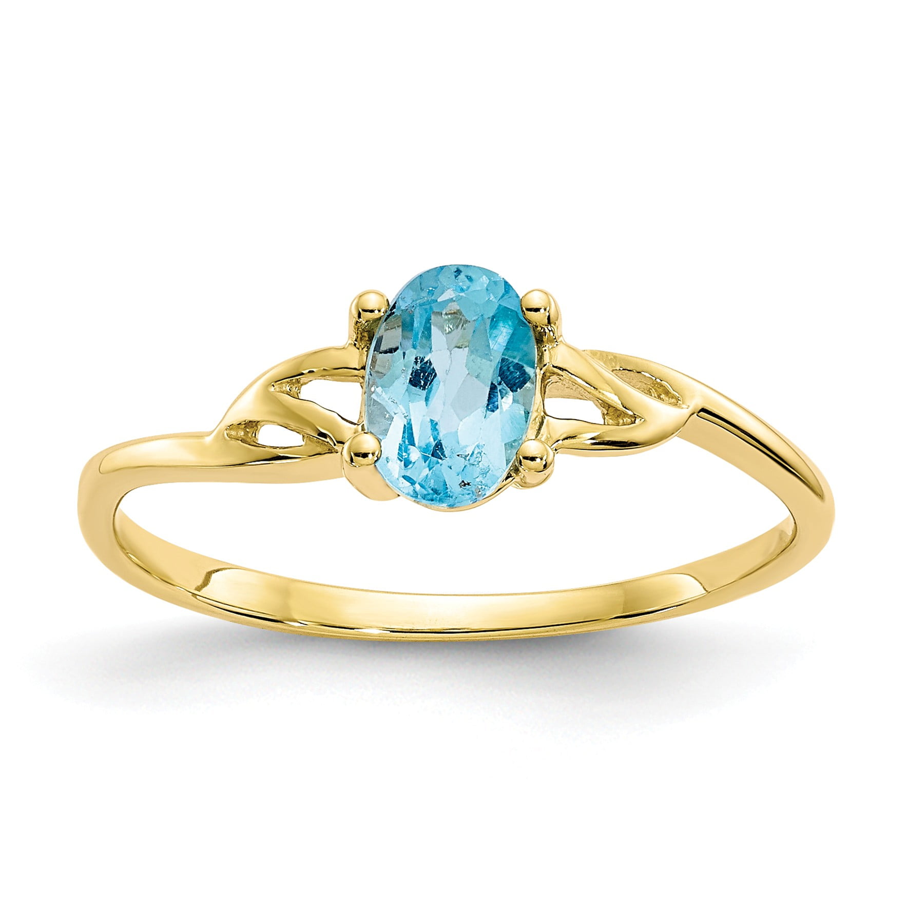 10k Polished Geniune Blue Topaz Birthstone Ring in 10k Yellow Gold ...