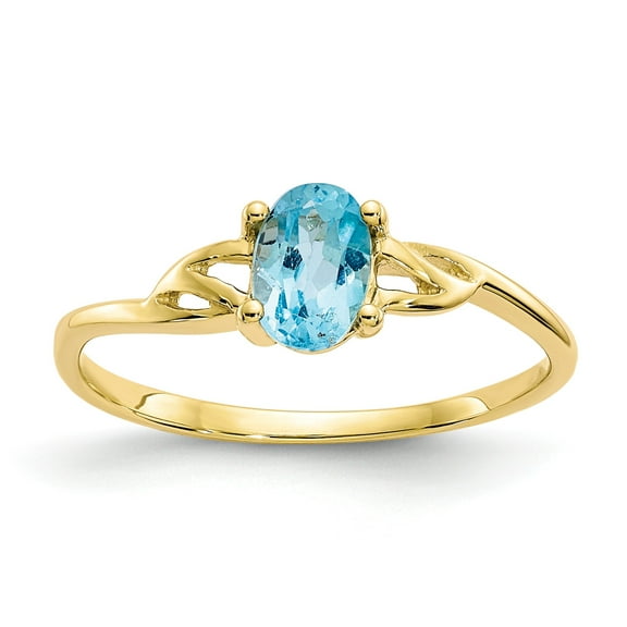 10k Polished Geniune Blue Topaz Birthstone Ring in 10k Yellow Gold - Size 7