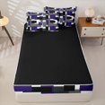 thumbnail image 4 of Castle Fairy Vintage Square Block Zipper Full Size Comforter Sets with Fitted Sheet and 2 Pillowcases,Abstract Overlay Shape Zipper Bedding Set,Purple Black Gray,Reversible, 4 of 5