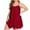 Wine, variant on Jamicy Womens Loungewear Gift for Girlfriend Satin Nightshirts Plus Size Silk Nightdress Spaghetti Strap Short Chemise Slip with V Neck