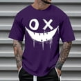 thumbnail image 2 of Dagegui Men's Smile Face Graphic T-Shirt Soft Comfy Crewneck Short Sleeve Casual Tee Summer Loose Fit Shirts Streetwear Tops Purple XXXXL, 2 of 4