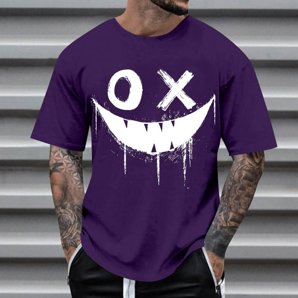 Blusas y camisas de manga corta con cuello redondo para hombre, blusas casuales de verano a la moda con cuello redondo y estampado para hombre.