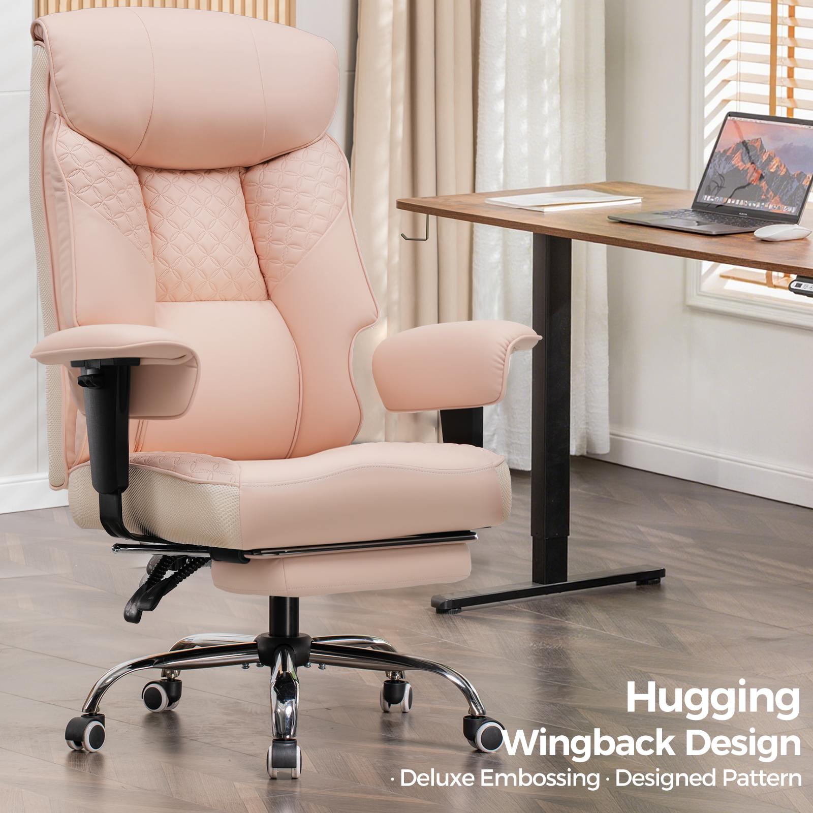 CloudRest Pro 400lbs Executive heavy duty office chair, High Back Ergonomic Computer Desk Chairwith Lumbar Back Support, Pink