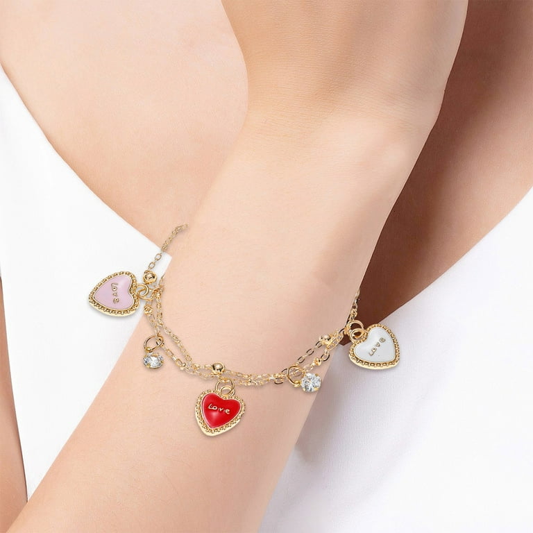 Gold Bracelets for Women Retro Letter Dripping Oil Love Double