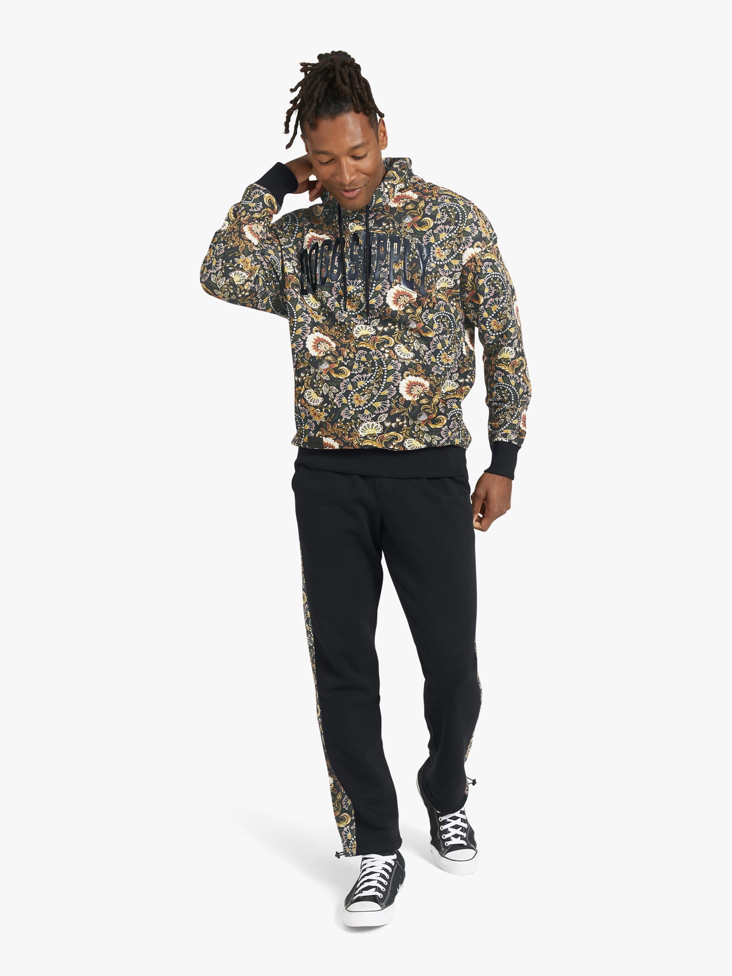 Dogg Supply by Snoop Dogg All-Gender Men's and Women's Floral Paisley Fleece Hoodie, Sizes XS - 3XL