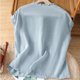 thumbnail image 5 of mfyjkho Tops Y Blusas Para Mujer, Camisa De Manga Corta Con Borde Negro Y Botones De Temperamento Tops De Gimnasio Para Mujer Xl, 5 of 8