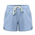 thumbnail image 6 of JINMGG Shorts for Women Clearance $5 Womens Plus Size Drawstring Casual Elastic Waist Pocket Loose Solid Shorts Pants Blue XXXXXL, 6 of 8