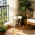 thumbnail image 4 of Vintage Metal Plant Stand, Rustproof Iron Flower Pot Holder, Decorative Indoor Outdoor Succulent Display Table, Small Patio Garden Side Table, Weatherproof Corner Shelf, 4 of 6