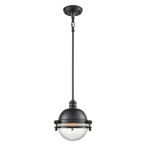 Riley 1 Light Pendant In Oil Rubbed Bronze With Clear Glass