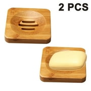 2 Pack Bamboo Wood Soap Dish, Bar Soap Holder for Shower Bathroom, Hygienic Bamboo Box Made of Soap Holding Bamboo Mold-proof and Draining