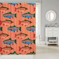 thumbnail image 2 of Manfei Farmhouse Trout Shower Curtain 72Wx84L, Simple Lines Stripe Bathroom Shower Curtain, Pink Orange, 2 of 5