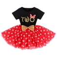 thumbnail image 3 of IBTOM CASTLE Baby Girls 1st 2nd Birthday Outfit Mouse Polka Dots Tutu Princess Dress with Sequin Headband Clothes Set for Cake Smash Photo Shoot 2 Years Black + Red - Polka Dots, 3 of 8