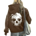 thumbnail image 4 of Women's Halloween Hooded Sweatshirts Skull Graphic Long Sleeve Drawstring Pullover Tops Skeleton Print Hoodie Shirts, 4 of 6
