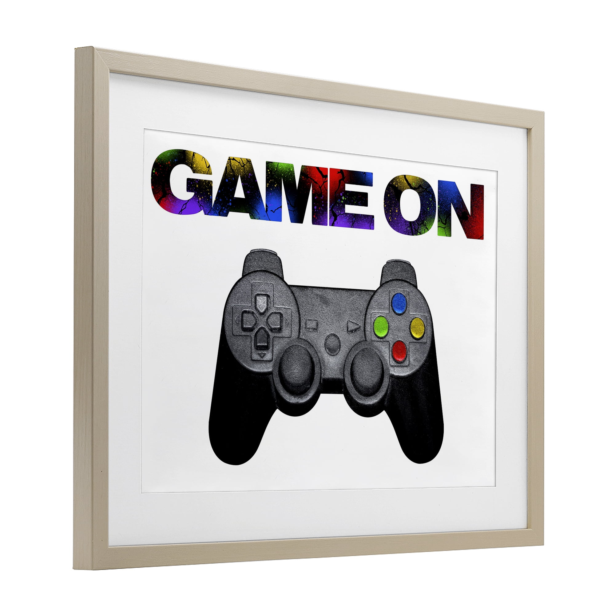 Stupell Industries Controller Game On Splatter Birch Framed Print Under Glass, design by Marcus Prime