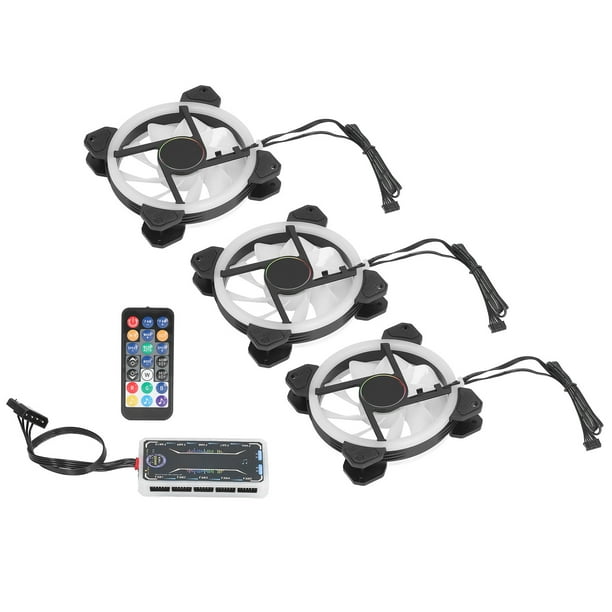 RGB Case Fan, Anti Vibration Design Super Quiet 120mm RGB Fan 3 Pieces With Controller Screws