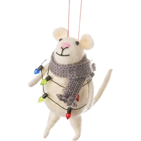 Abbott Collection 27-MAPLE-1425 Mouse w/Lights Ornament-4.5" H, 4.5 inches H, White