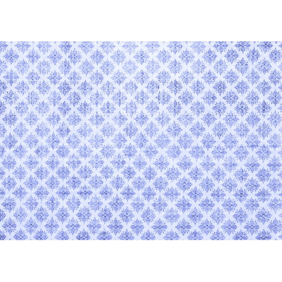 Ahgly Company Machine Washable Indoor Rectangle Trellis Blue Modern Area Rugs, 2' x 5'
