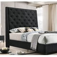 thumbnail image 2 of 1Pc Black Color Elegant Contemporary Upholstered King Bed Button Tufted Headboard Demi-Wings Bedroom Furniture, 2 of 2