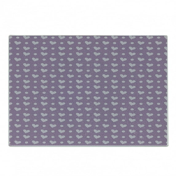 Purple Cutting Board, Valentine's Day Couple Wedding Bride Heart Design Image, Decorative Tempered Glass Cutting and Serving Board, Small Size, Lavender and Purple, by Ambesonne