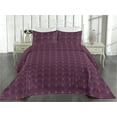 thumbnail image 2 of Ambesonne Art Deco Quilted Bedspread Set 3 Pcs, Plum Vintage Line Shells, Queen, Plum and Sand Brown, 2 of 4