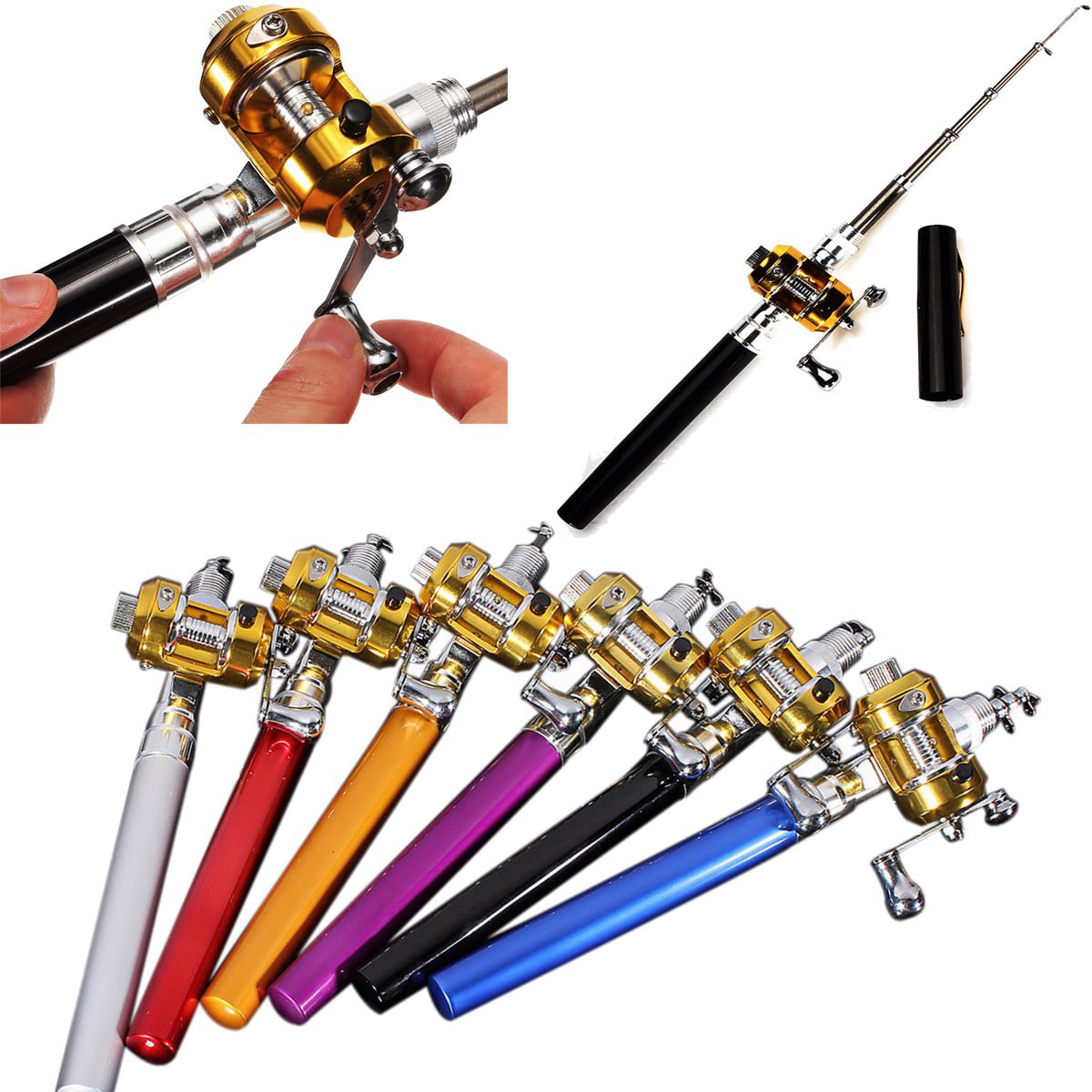 Telescopic Mini Portable Pocket Fish Pen Fishing Rod Pole Reel Hook Combos 