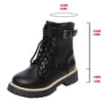 thumbnail image 5 of Winter Combat Boots for Women Waterproof Leather Lace up Trendy Buckle Ankle Strap Lug Sole Zipper Short Snow Booties, 5 of 8