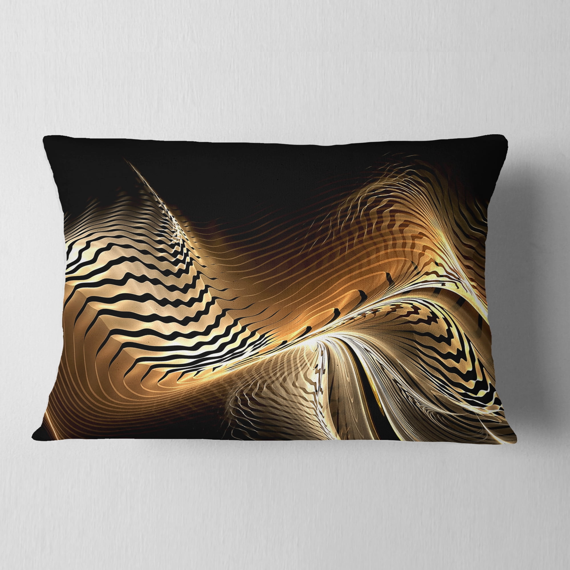 Designart Brown Black Abstract Fractal Design - Abstract Throw Pillow - 12x20