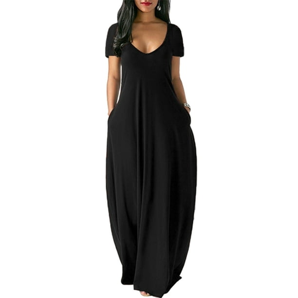Nightgown for Womens Sleepwear Pockets Loose Long Dress Comfy ...