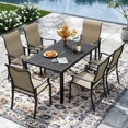 thumbnail image 3 of Techmilly Patio Chairs Set of 6, Outdoor Dining Chairs High Back with All Weather Breathable Textilene, Metal Frame for Lawn Garden Backyard Deck, Brown, 3 of 9