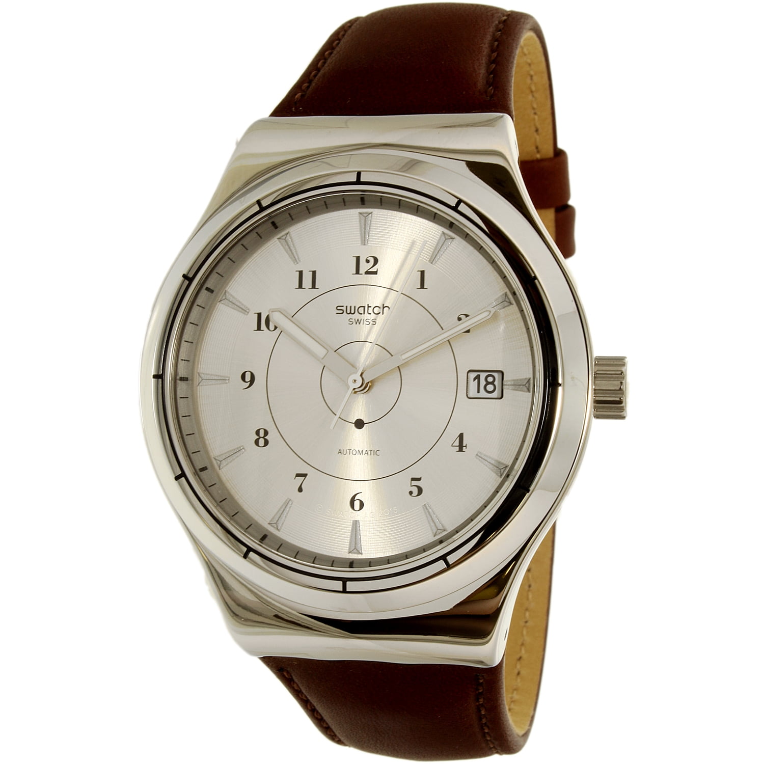 Swatch Men's Sistem51 Irony YIS400 Brown Leather Swiss Automatic Dress  Watch - Walmart.com